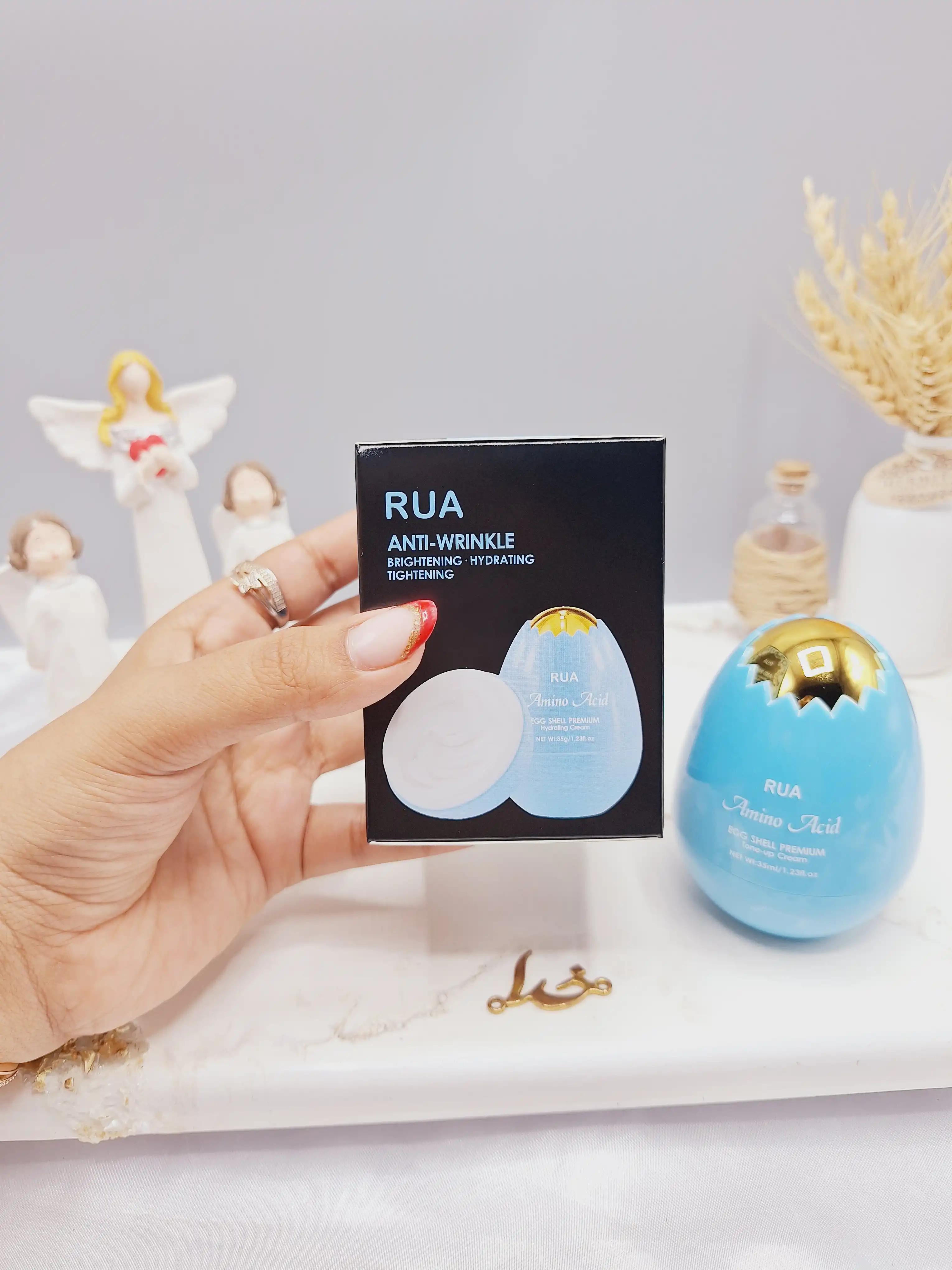 کرم ضد چروک و آبرسان پوست مدل تخم مرغی آبی برند RUA کد 60367